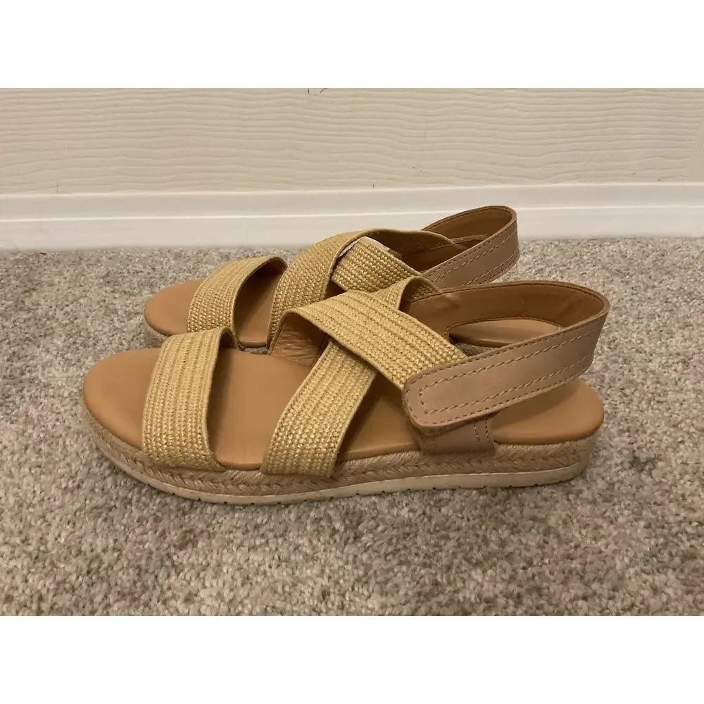 Marc Fisher Nalan Trail Sandals | Natural Raffia Crisscross Comfort Sandals,sz 8 - Picture 5 of 8